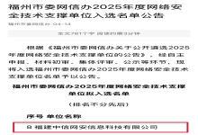 喜报丨中信网安入选福州市委网信办2025年度网络安全技术支撑单位
